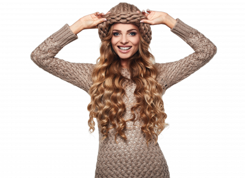 Russian women wearing hoodie with golden hair women with curly hair